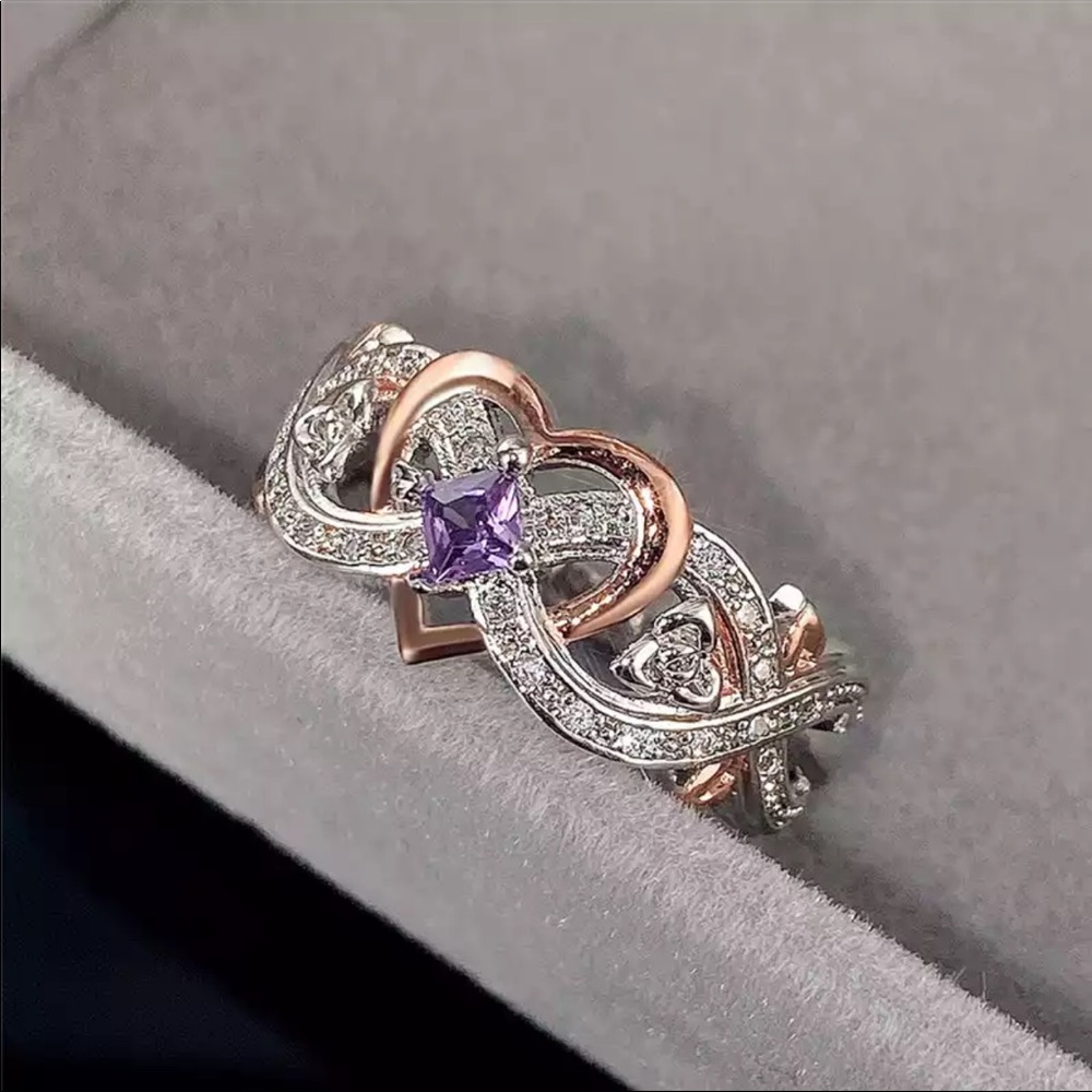 New 925 Silver Two Tone Diamond Band Ring - Picture 5 of 5